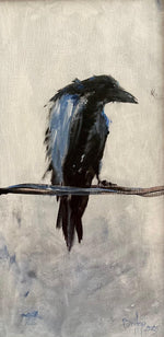 Load image into Gallery viewer, Billy Bishop "Crow on a Wire" Acrylic on Canvas, 24" X 12"
