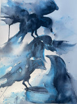 Load image into Gallery viewer, Angela Boe "Eating Crows", Watercolor, 11"x14"
