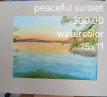 Load image into Gallery viewer, Sue Boettcher "Peaceful Sunset" Watercolor, 15" x 11"
