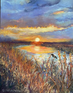 Load image into Gallery viewer, Sue Chelminski "Sunset Over Reeds" Soft Pastel, 8" x 10"
