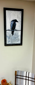 Load image into Gallery viewer, Billy Bishop "Crow on a Wire" Acrylic on Canvas, 24" X 12"
