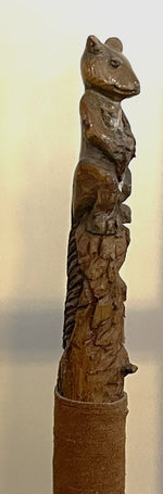 Load image into Gallery viewer, Dale Sinderson "Squirrel Walking Stick" Carved Wood, 2" X 2" x 48"
