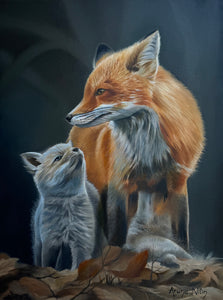 Aruna Sarode "Mom and Two Cubs", Oil, 16"x12"
