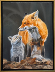 Aruna Sarode "Mom and Two Cubs", Oil, 16"x12"
