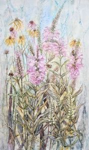 Katherine Weber "Obedient Flowers & Rusty Bees", Watercolor, 19"x 12"