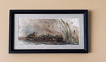 Load image into Gallery viewer, Tammy Bozer "Quartet on a Log" Watercolor on Terraskin, 6" x 14"
